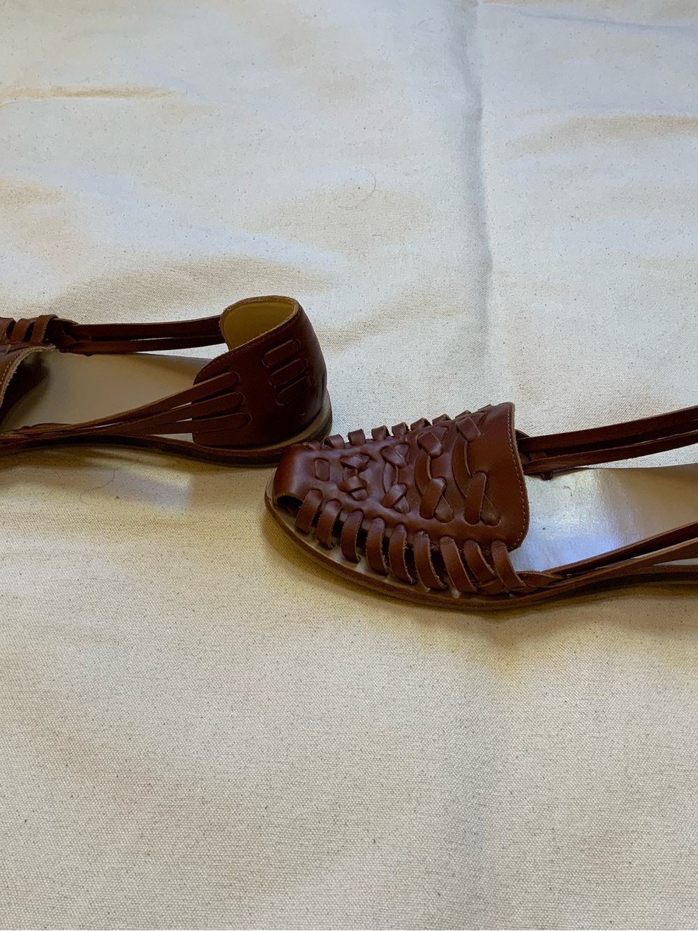Nisolo Chestnut Brown Woven Leather Huarache Slip-Ons 9.5 - Picture 3 of 8